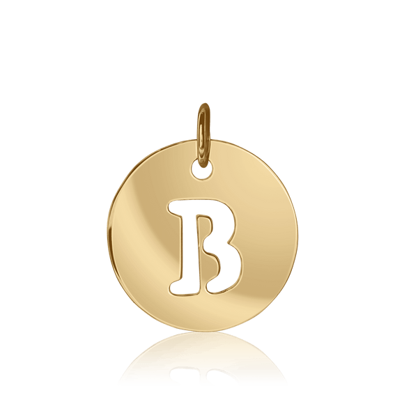 ITI NYC Uppercase Cut Out Disc in 14K Gold (12mm) (100% Polished with Bail)