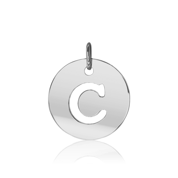 ITI NYC Uppercase Cut Out Disc in Sterling Silver (12mm) (100% Polished with Bail)