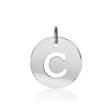 Load image into Gallery viewer, ITI NYC Uppercase Cut Out Disc in Sterling Silver (12mm) (100% Polished with Bail)
