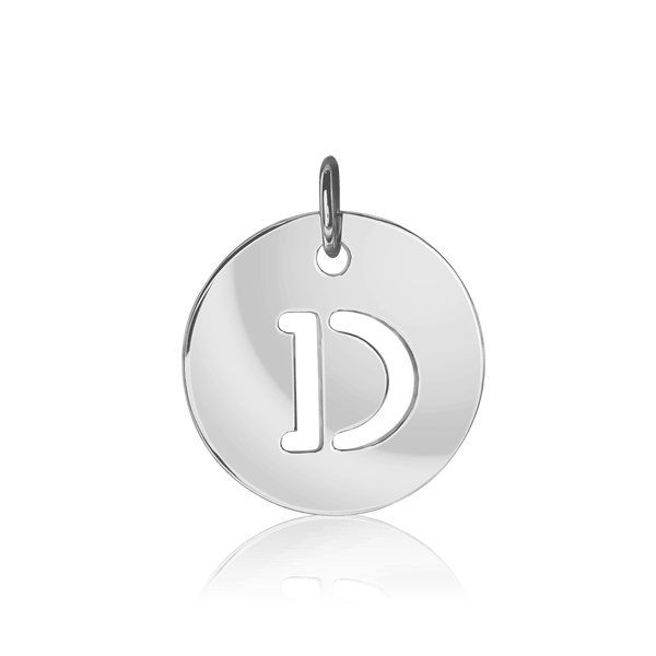 ITI NYC Uppercase Cut Out Disc in Sterling Silver (12mm) (100% Polished with Bail)