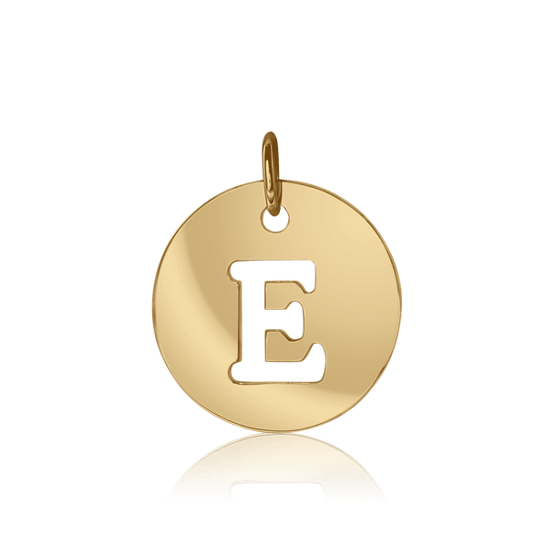 ITI NYC Uppercase Cut Out Disc in 14K Gold (12mm) (100% Polished with Bail)