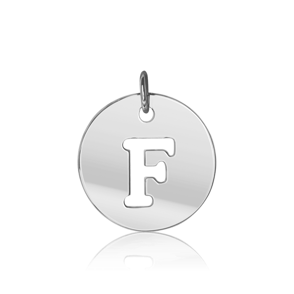 ITI NYC Uppercase Cut Out Disc in Sterling Silver (12mm) (100% Polished with Bail)