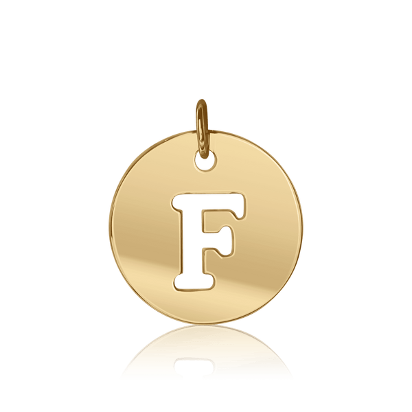 ITI NYC Uppercase Cut Out Disc in 14K Gold (12mm) (100% Polished with Bail)