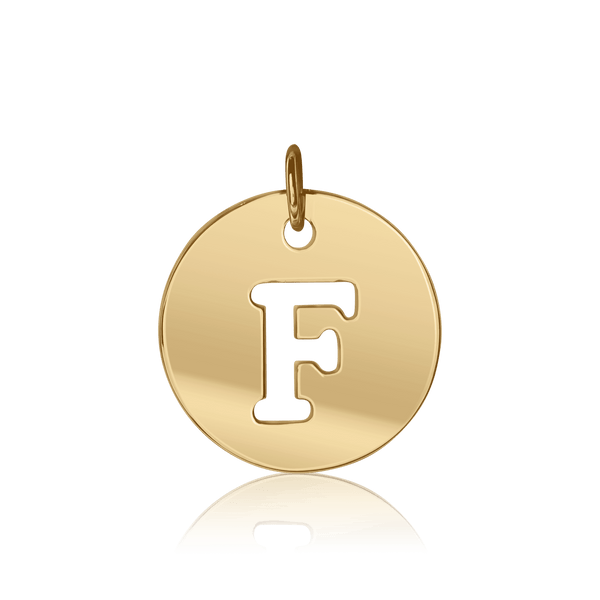 ITI NYC Uppercase Cut Out Disc in 14K Gold (12mm) (100% Polished with Bail)
