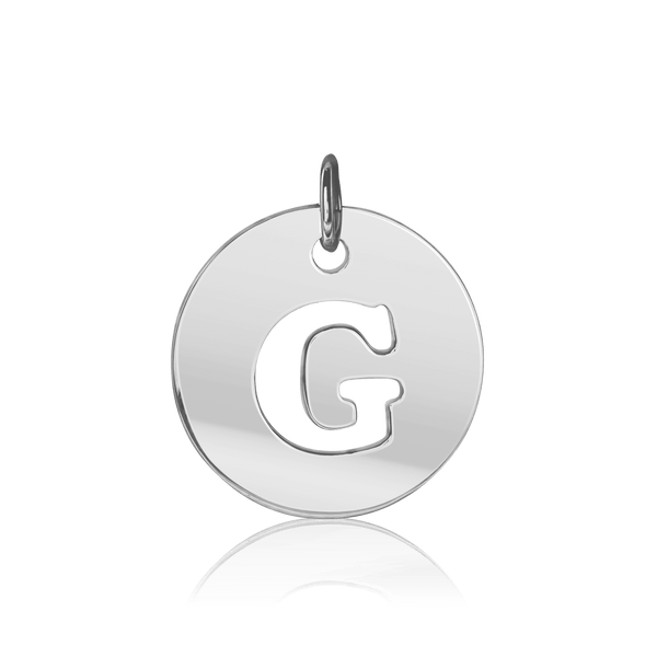 ITI NYC Uppercase Cut Out Disc in Sterling Silver (12mm) (100% Polished with Bail)