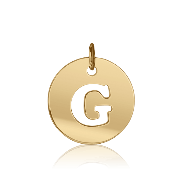 ITI NYC Uppercase Cut Out Disc in 14K Gold (12mm) (100% Polished with Bail)