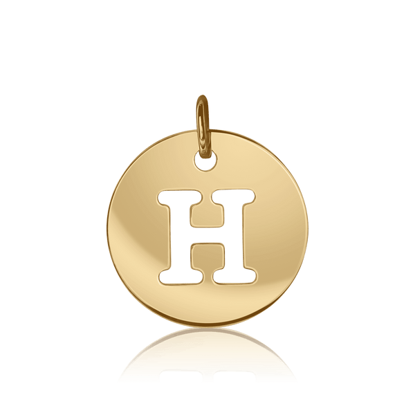 ITI NYC Uppercase Cut Out Disc in 14K Gold (12mm) (100% Polished with Bail)