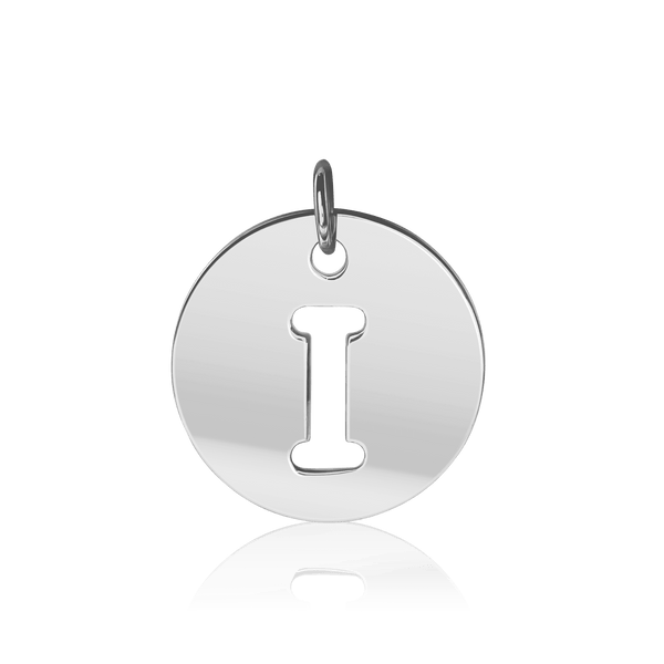 ITI NYC Uppercase Cut Out Disc in Sterling Silver (12mm) (100% Polished with Bail)