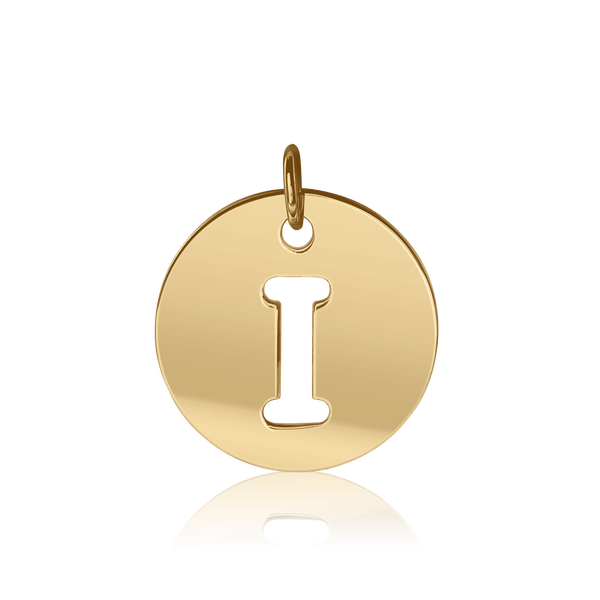 ITI NYC Uppercase Cut Out Disc in 14K Gold (12mm) (100% Polished with Bail)