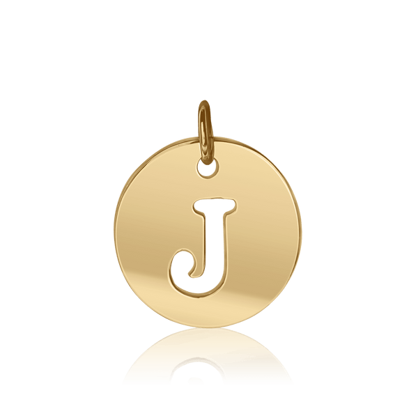 ITI NYC Uppercase Cut Out Disc in 14K Gold (12mm) (100% Polished with Bail)