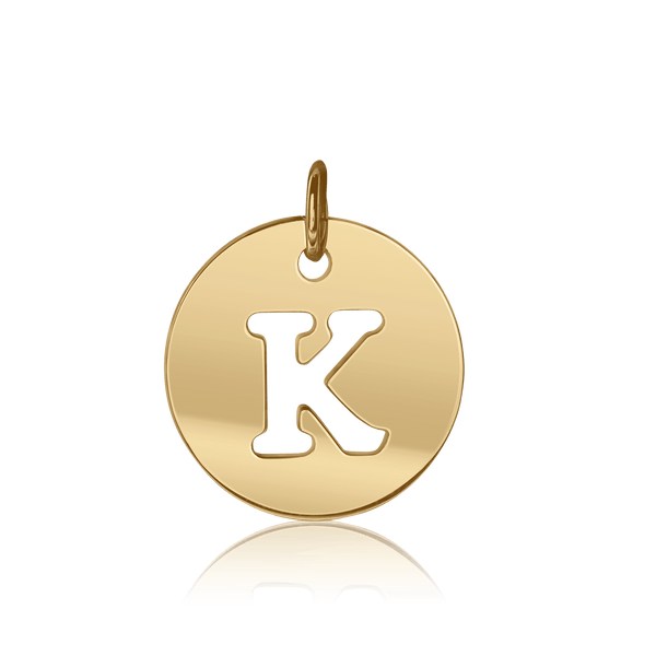 ITI NYC Uppercase Cut Out Disc in 14K Gold (12mm) (100% Polished with Bail)