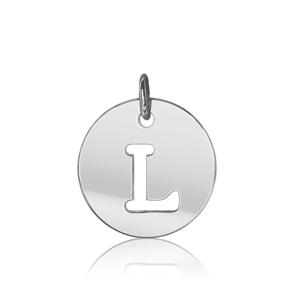 ITI NYC Uppercase Cut Out Disc in Sterling Silver (12mm) (100% Polished with Bail)