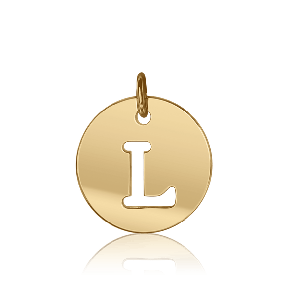ITI NYC Uppercase Cut Out Disc in 14K Gold (12mm) (100% Polished with Bail)