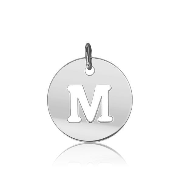 ITI NYC Uppercase Cut Out Disc in Sterling Silver (12mm) (100% Polished with Bail)