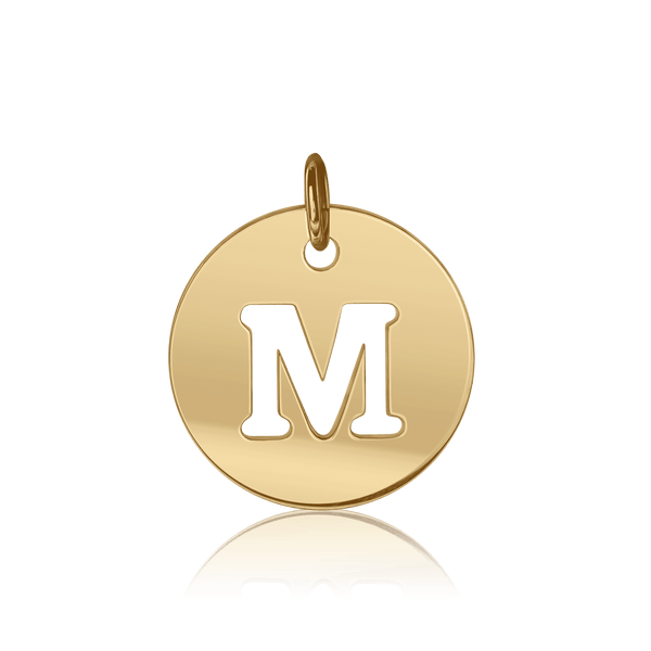 ITI NYC Uppercase Cut Out Disc in 14K Gold (12mm) (100% Polished with Bail)