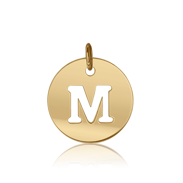 ITI NYC Uppercase Cut Out Disc in 14K Gold (12mm) (100% Polished with Bail)