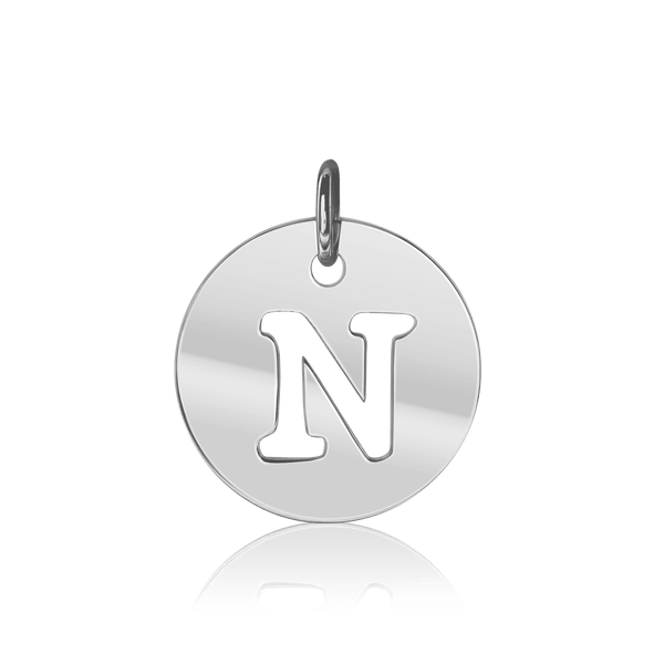 ITI NYC Uppercase Cut Out Disc in Sterling Silver (12mm) (100% Polished with Bail)