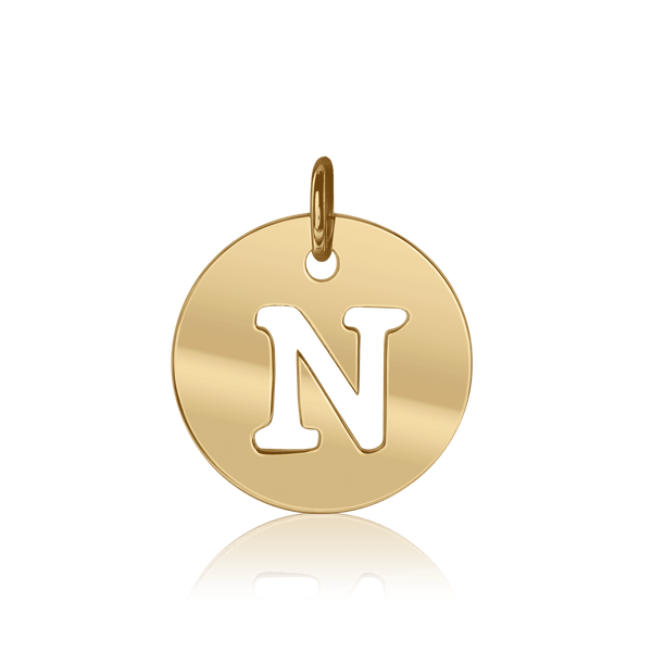 ITI NYC Uppercase Cut Out Disc in 14K Gold (12mm) (100% Polished with Bail)