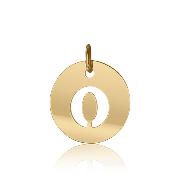 ITI NYC Uppercase Cut Out Disc in 14K Gold (12mm) (100% Polished with Bail)