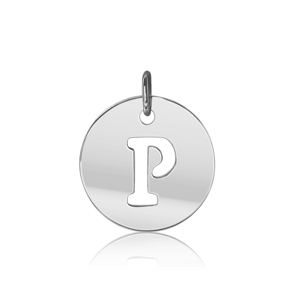 ITI NYC Uppercase Cut Out Disc in Sterling Silver (12mm) (100% Polished with Bail)