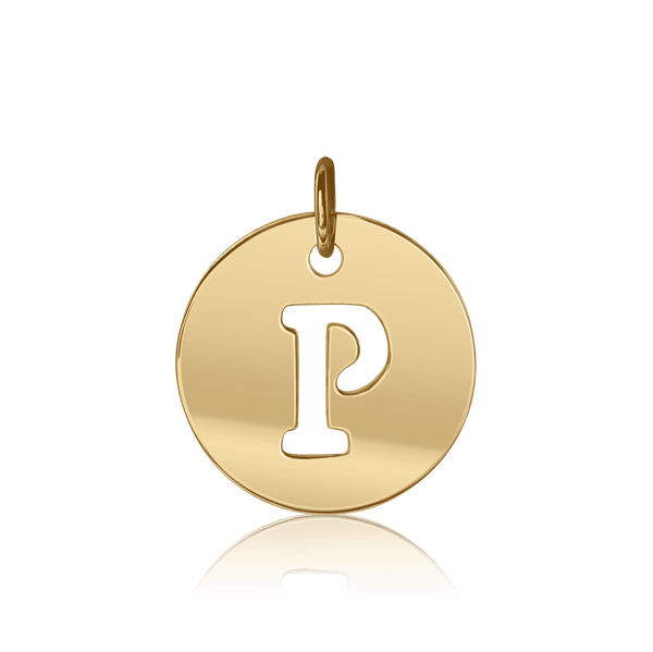 ITI NYC Uppercase Cut Out Disc in 14K Gold (12mm) (100% Polished with Bail)