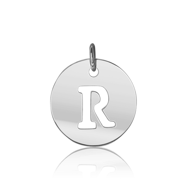 ITI NYC Uppercase Cut Out Disc in Sterling Silver (12mm) (100% Polished with Bail)