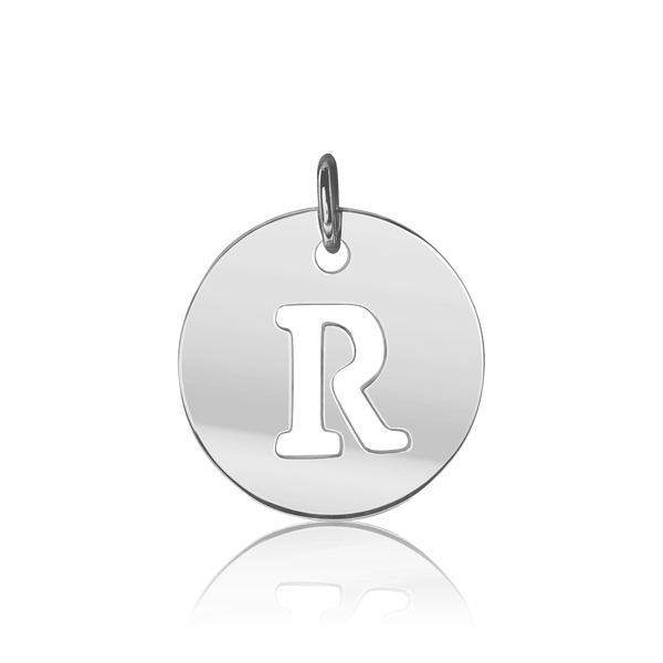 ITI NYC Uppercase Cut Out Disc in Sterling Silver (12mm) (100% Polished with Bail)