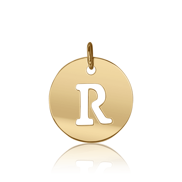 ITI NYC Uppercase Cut Out Disc in 14K Gold (12mm) (100% Polished with Bail)