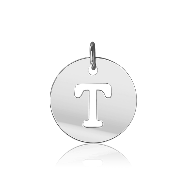 ITI NYC Uppercase Cut Out Disc in Sterling Silver (12mm) (100% Polished with Bail)