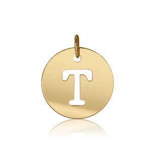 ITI NYC Uppercase Cut Out Disc in 14K Gold (12mm) (100% Polished with Bail)