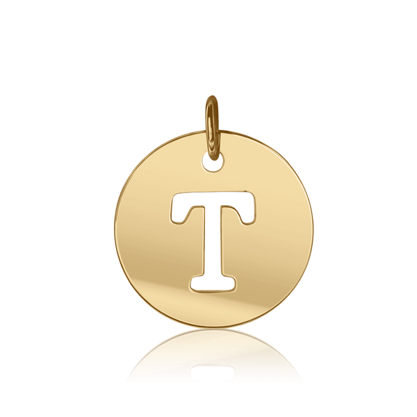 ITI NYC Uppercase Cut Out Disc in 14K Gold (12mm) (100% Polished with Bail)