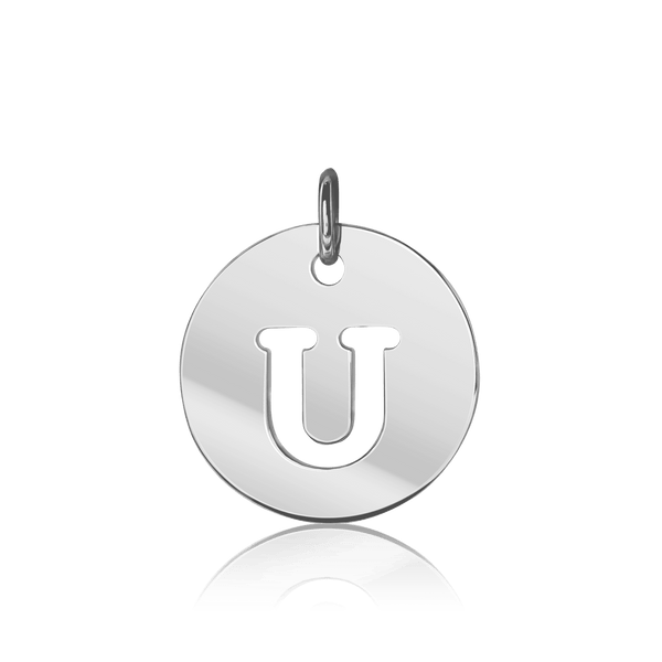 ITI NYC Uppercase Cut Out Disc in Sterling Silver (12mm) (100% Polished with Bail)
