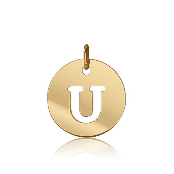 ITI NYC Uppercase Cut Out Disc in 14K Gold (12mm) (100% Polished with Bail)