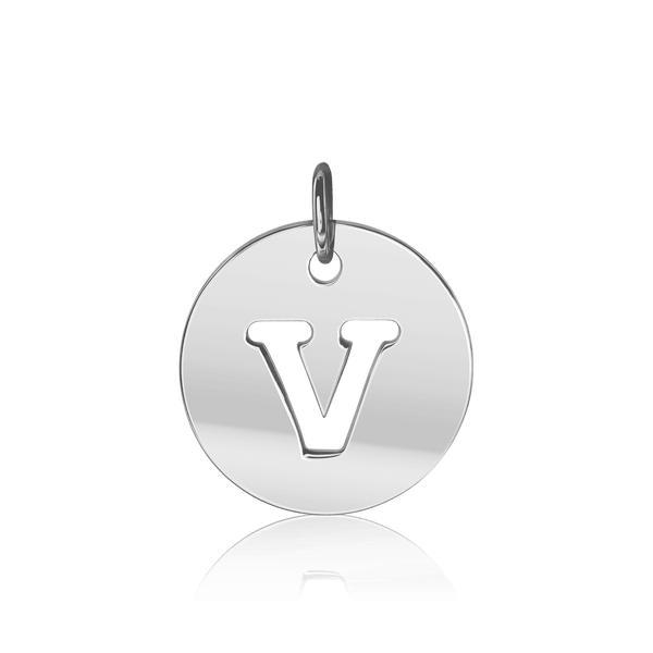 ITI NYC Uppercase Cut Out Disc in Sterling Silver (12mm) (100% Polished with Bail)