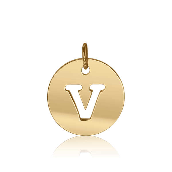 ITI NYC Uppercase Cut Out Disc in 14K Gold (12mm) (100% Polished with Bail)