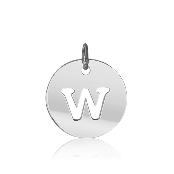 ITI NYC Uppercase Cut Out Disc in Sterling Silver (12mm) (100% Polished with Bail)