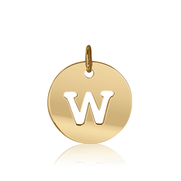 ITI NYC Uppercase Cut Out Disc in 14K Gold (12mm) (100% Polished with Bail)