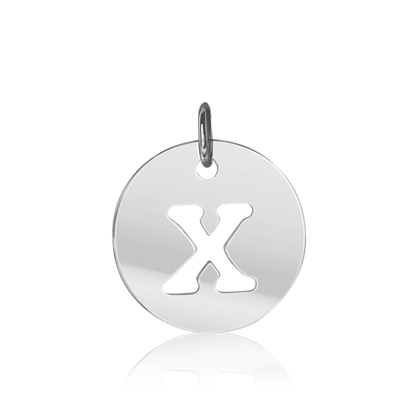 ITI NYC Uppercase Cut Out Disc in Sterling Silver (12mm) (100% Polished with Bail)