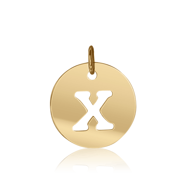 ITI NYC Uppercase Cut Out Disc in 14K Gold (12mm) (100% Polished with Bail)