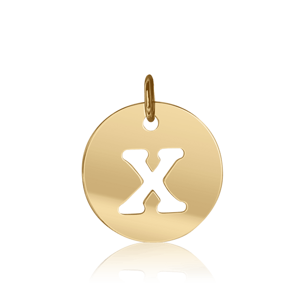 ITI NYC Uppercase Cut Out Disc in 14K Gold (12mm) (100% Polished with Bail)