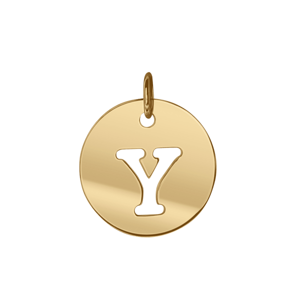 ITI NYC Uppercase Cut Out Disc in 14K Gold (12mm) (100% Polished with Bail)