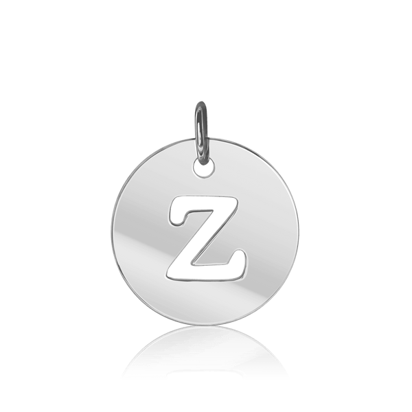 ITI NYC Uppercase Cut Out Disc in Sterling Silver (12mm) (100% Polished with Bail)