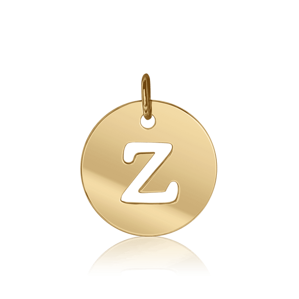 ITI NYC Uppercase Cut Out Disc in 14K Gold (12mm) (100% Polished with Bail)