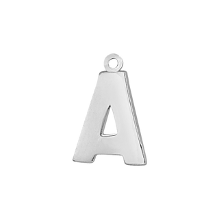 Block Initial Pendant with 1 Ring in Sterling Silver (15.00 mm)