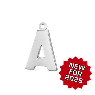 Block Initial Pendant with 1 Ring in Sterling Silver (15.00 mm)