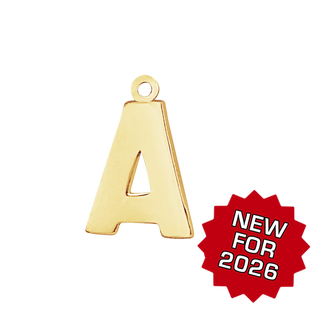 Block Initial Pendant with 1 Ring in 14K Gold (15.00 mm)