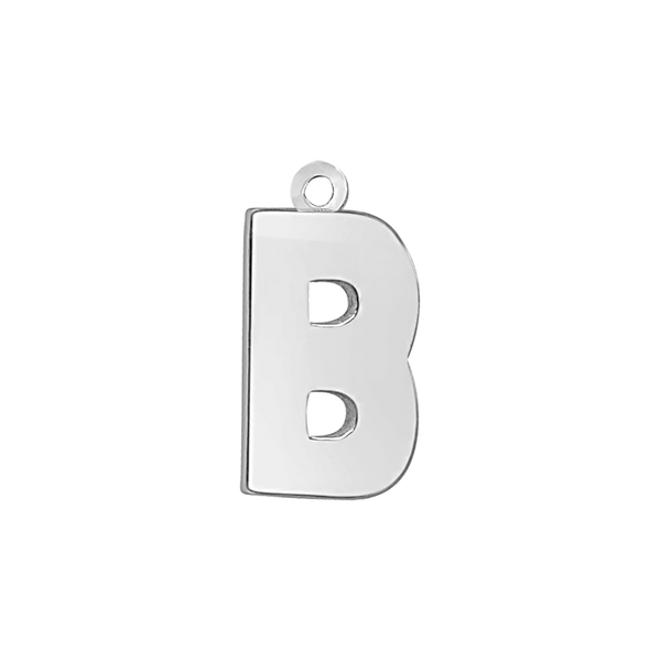Block Initial Pendant with 1 Ring in Sterling Silver (15.00 mm)