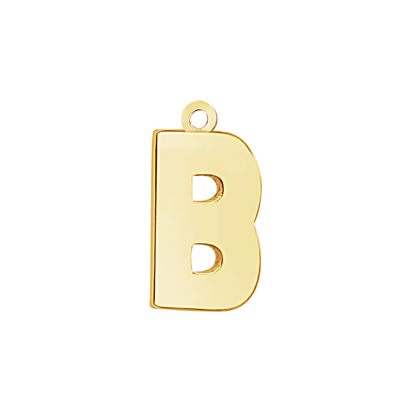 Block Initial Pendant with 1 Ring in 14K Gold (15.00 mm)