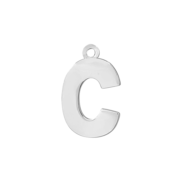 Block Initial Pendant with 1 Ring in Sterling Silver (15.00 mm)