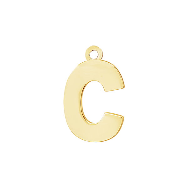 Block Initial Pendant with 1 Ring in 14K Gold (15.00 mm)